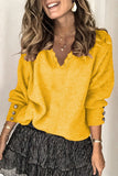 Casual Solid Patchwork V Neck Sweaters(9 Colors)