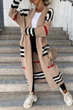 Casual Striped Print Outerwear