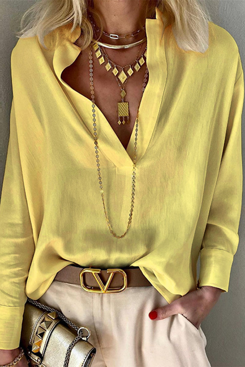 Fashion Casual Solid Mandarin Collar Blouses