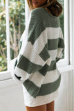 Fashion Sweet Striped Contrast O Neck Sweaters(3 Colors)