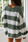 Fashion Sweet Striped Contrast O Neck Sweaters(3 Colors)