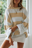 Fashion Sweet Striped Contrast O Neck Sweaters(3 Colors)