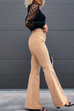 Sexy Casual Boot Cut Mid Waist Wide Leg Bottoms(4 Colors)