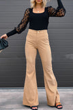 Sexy Casual Boot Cut Mid Waist Wide Leg Bottoms(4 Colors)