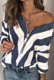 Sexy Sweet Striped Patchwork Printing V Neck Sweaters(6 Colors)