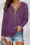 Casual Solid Fold V Neck Tops(8 Colors)