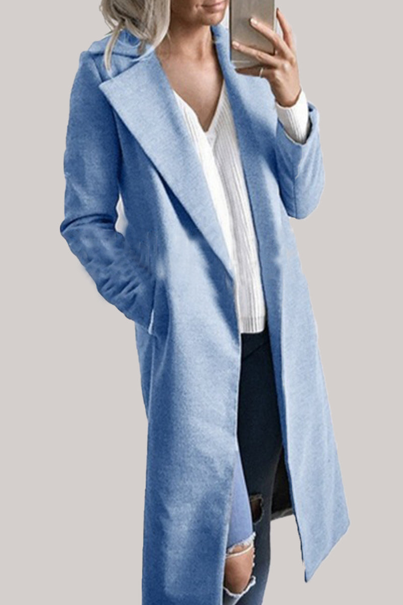 Casual Work Solid Solid Color Turndown Collar Outerwear