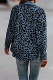 Casual Sweet Leopard Pocket Turndown Collar Tops