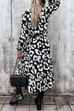 Elegant Leopard Printing V Neck Irregular Dress Dresses