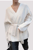 Casual Solid Bandage V Neck Cardigans(3 Colors)