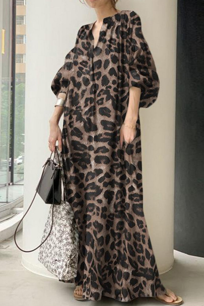 Casual Leopard Printing Shirt Collar Dress Dresses(3 Colors) – Florcoo