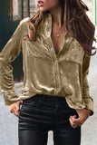 Elegant Solid Buckle Solid Color Shirt Collar Blouses(11 Colors)