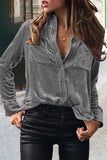 Elegant Solid Buckle Solid Color Shirt Collar Blouses(11 Colors)