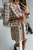 Work Elegant Plaid Print Patchwork Turn-back Collar Outerwear