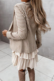 Work Elegant Plaid Print Patchwork Turn-back Collar Outerwear