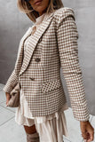 Work Elegant Plaid Print Patchwork Turn-back Collar Outerwear