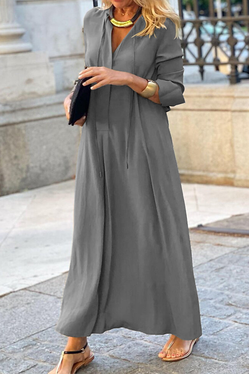 Casual Solid Pocket V Neck Shirt Dress Dresses(6 Colors) – Florcoo