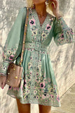 Bohemian Elegant Print Printing V Neck A Line Dresses(3 Colors)