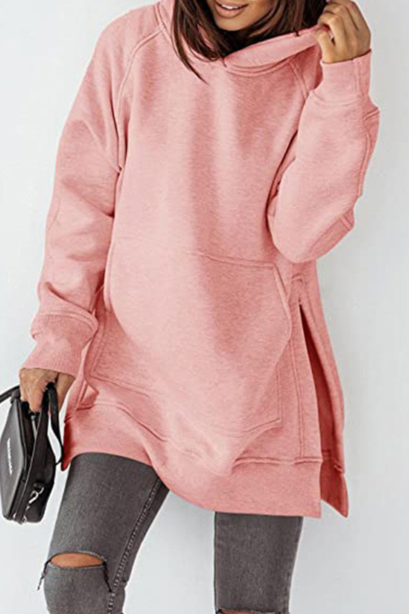 Casual Solid Solid Color Hooded Collar Tops