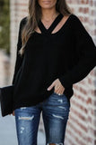 Casual Solid Hollowed Out Patchwork V Neck Sweaters(3 Colors)