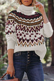 Street Plaid Striped Printing Turtleneck Sweaters(4 Colors)