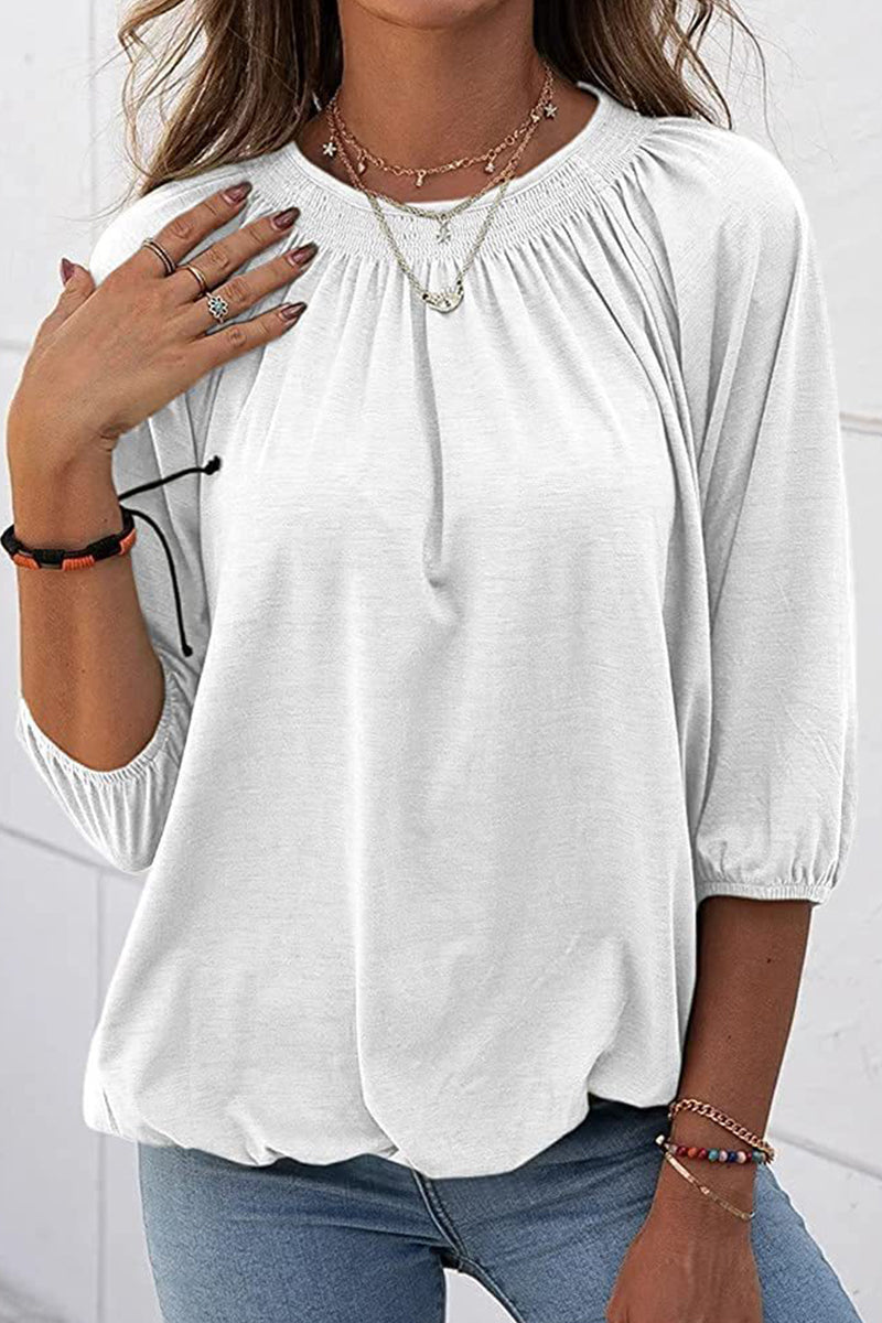 Casual Solid Solid Color O Neck Tops(9 Colors)