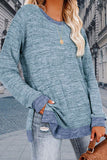 Casual Solid Contrast O Neck Tops