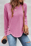 Casual Patchwork Buttons O Neck Tops(9 Colors)