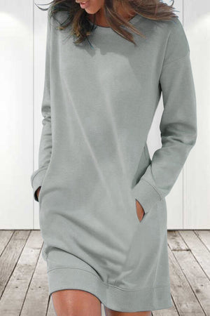 Casual Solid Solid Color O Neck Long Sleeve Dresses(6 Colors)