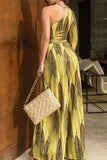 Sexy Elegant Print Printing Asymmetrical Collar Regular Jumpsuits