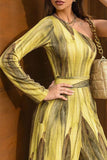 Sexy Elegant Print Printing Asymmetrical Collar Regular Jumpsuits