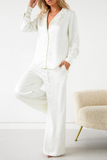 Street Solid Patchwork Turndown Collar Long Sleeve Two Pieces