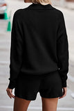 Casual Solid Frenulum Turndown Collar Long Sleeve Two Pieces(4 Colors)