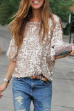 Casual Street Solid Sequins O Neck T-Shirts