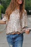 Casual Street Solid Sequins O Neck T-Shirts