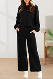 Casual Solid Solid Color O Neck Long Sleeve Two Pieces