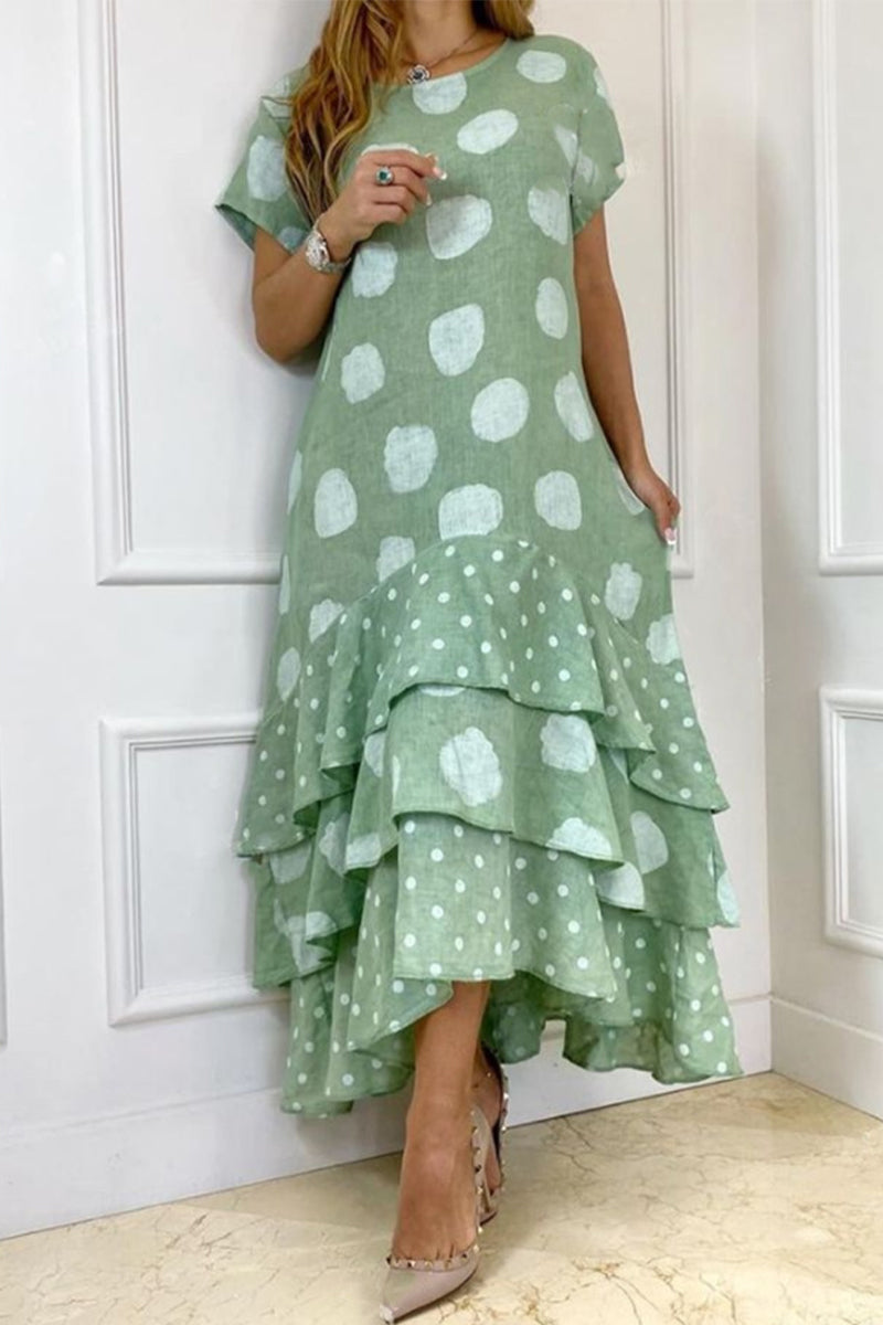 Casual Dot Patchwork Printed Dress Dresses(10 Colors)
