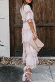 Elegant Solid Lace V Neck Cake Skirt Dresses(3 Colors)