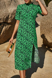 Sweet Simplicity Print Printing O Neck Irregular Dress Dresses