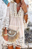 Fashionable And Sweet V Neck Embroidered Hollow Dresses(8 Colors)