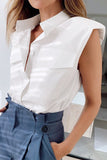 Casual Simplicity Solid Color Turndown Collar Blouses