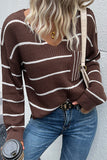 Casual Striped Patchwork V Neck Sweaters
