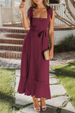 Elegant Simplicity Solid Slit Solid Color Square Collar A Line Dresses(10 Colors)
