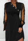 Elegant Print Patchwork Buttons Mesh V Neck Princess Dresses(6 Colors)