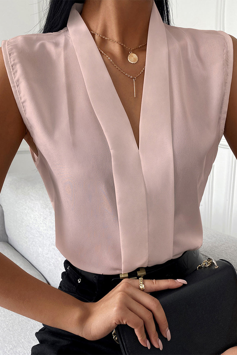 Sexy Solid Solid Color V Neck Blouses(3 Colors)