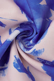 Sweet Elegant Print Patchwork V Neck Waist Skirt Dresses(4 Colors)