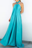 Sexy Vacation Solid Patchwork Solid Color Halter Sleeveless Dress Dresses(3 Colors)