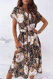 Celebrities Elegant Print Patchwork V Neck Shirt Dress Dresses