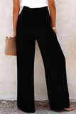 Casual Vacation Solid Buttons Loose High Waist Wide Leg Solid Color Bottoms(6 Colors)