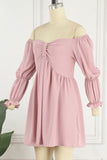 Elegant Simplicity Solid With Bow Off the Shoulder A Line Dresses(4 Colors)
